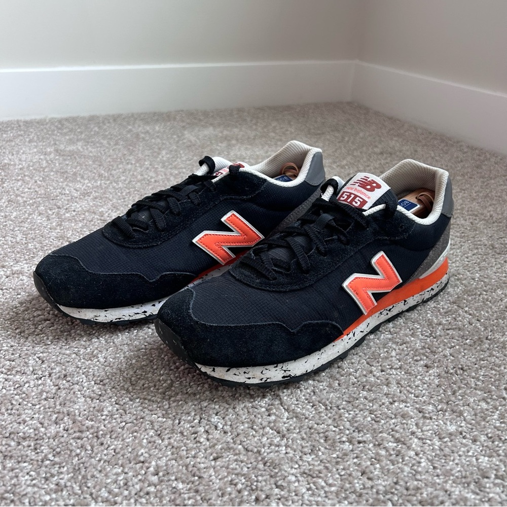 New Balance 515 Men's 10.5 Black Vibrant Orange Sneakers ML515BT3 Speckled - Picture 1 of 11